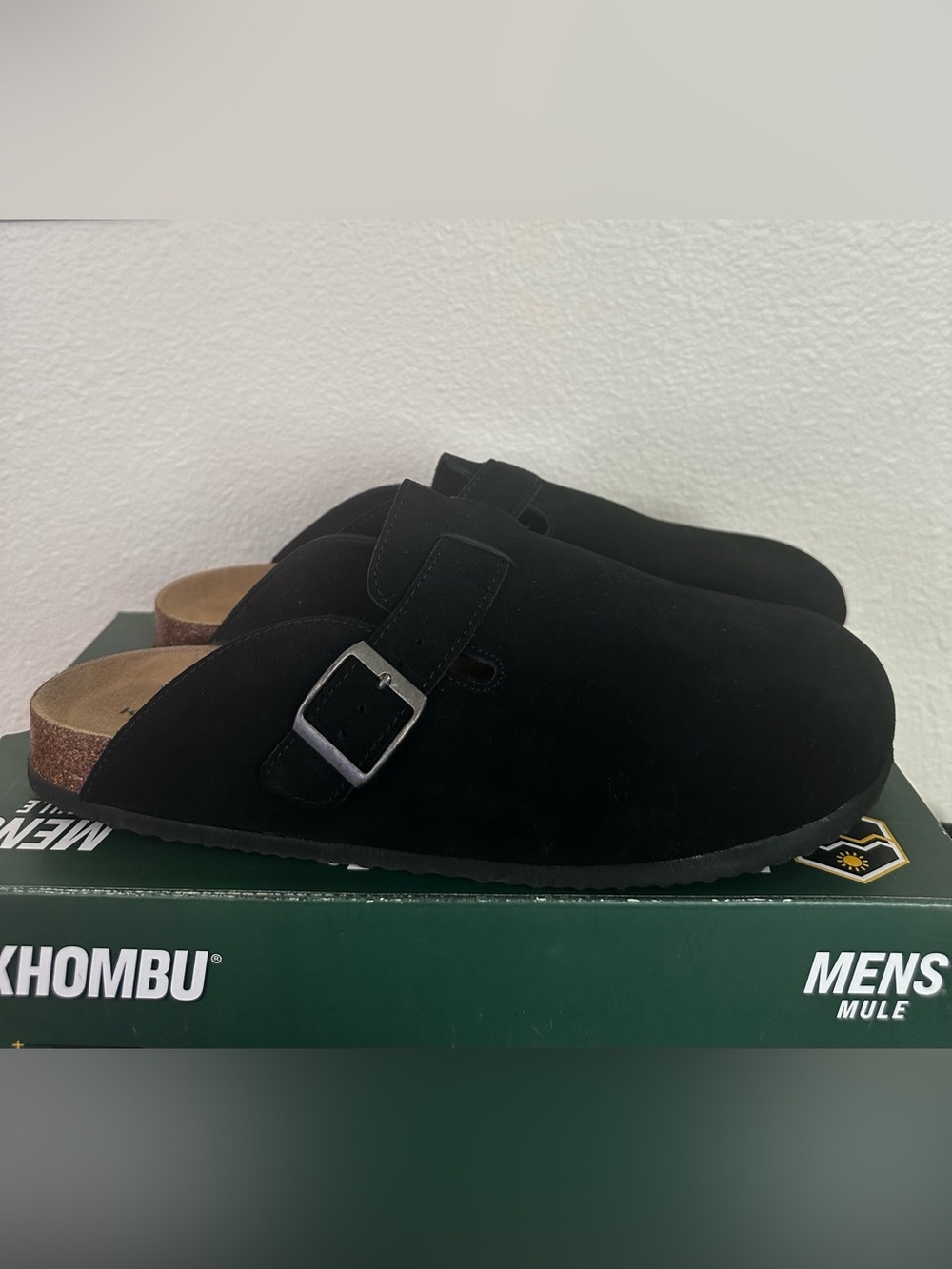 Khombu Black Suede Buckle Mule Slip-Ons. Sz.11.